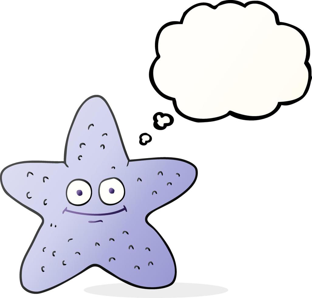 freehand drawn thought bubble cartoon starfish vector