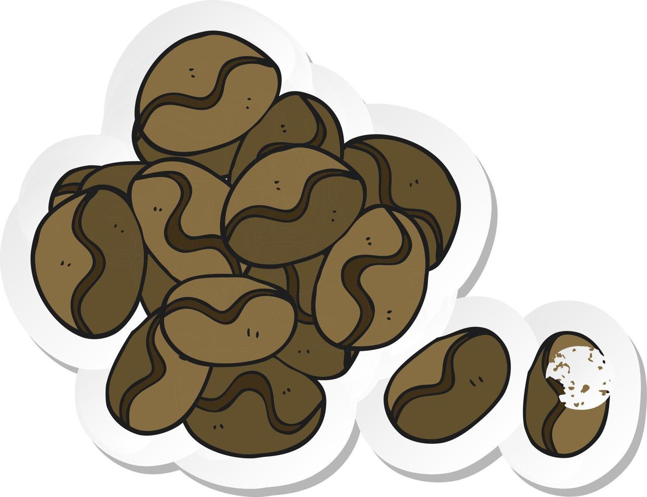 retro distressed sticker of a cartoon coffee beans vector