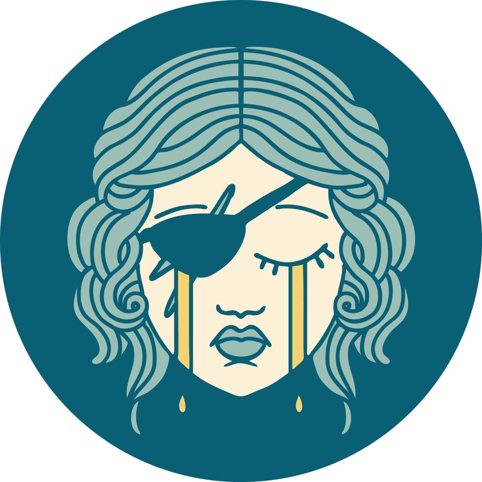 icon of crying human rogue character vector