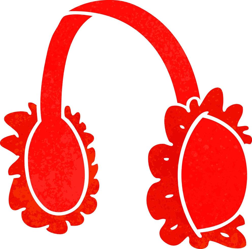 retro cartoon doodle of pink ear muff warmers vector