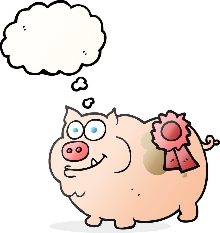 freehand drawn thought bubble cartoon prize winning pig vector