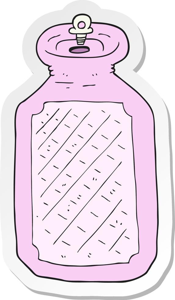 sticker of a cartoon hot water bottle vector