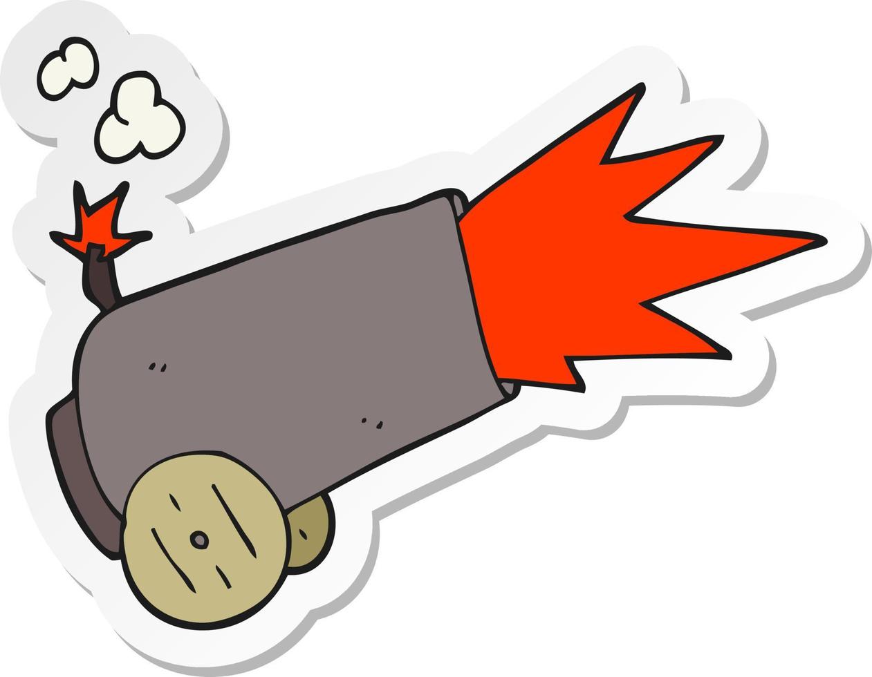 sticker of a cartoon cannon firing vector