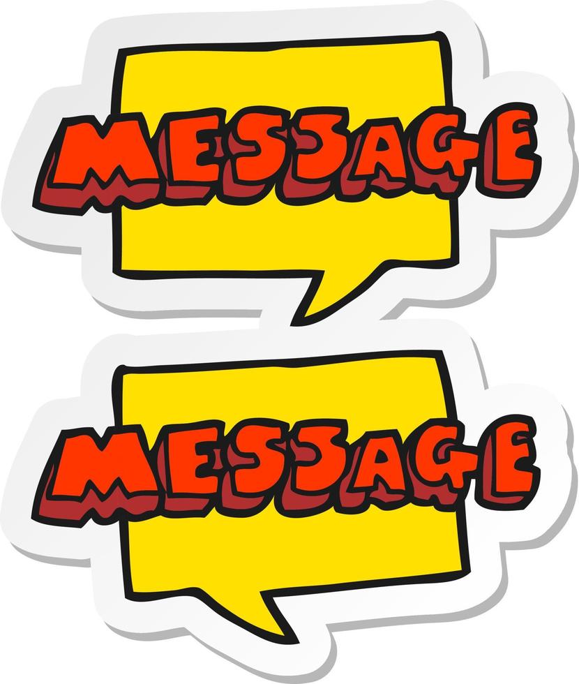 sticker of a cartoon message texts vector