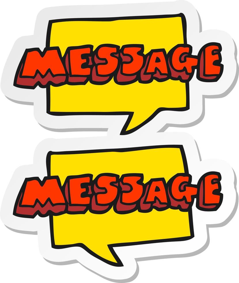 sticker of a cartoon message texts vector