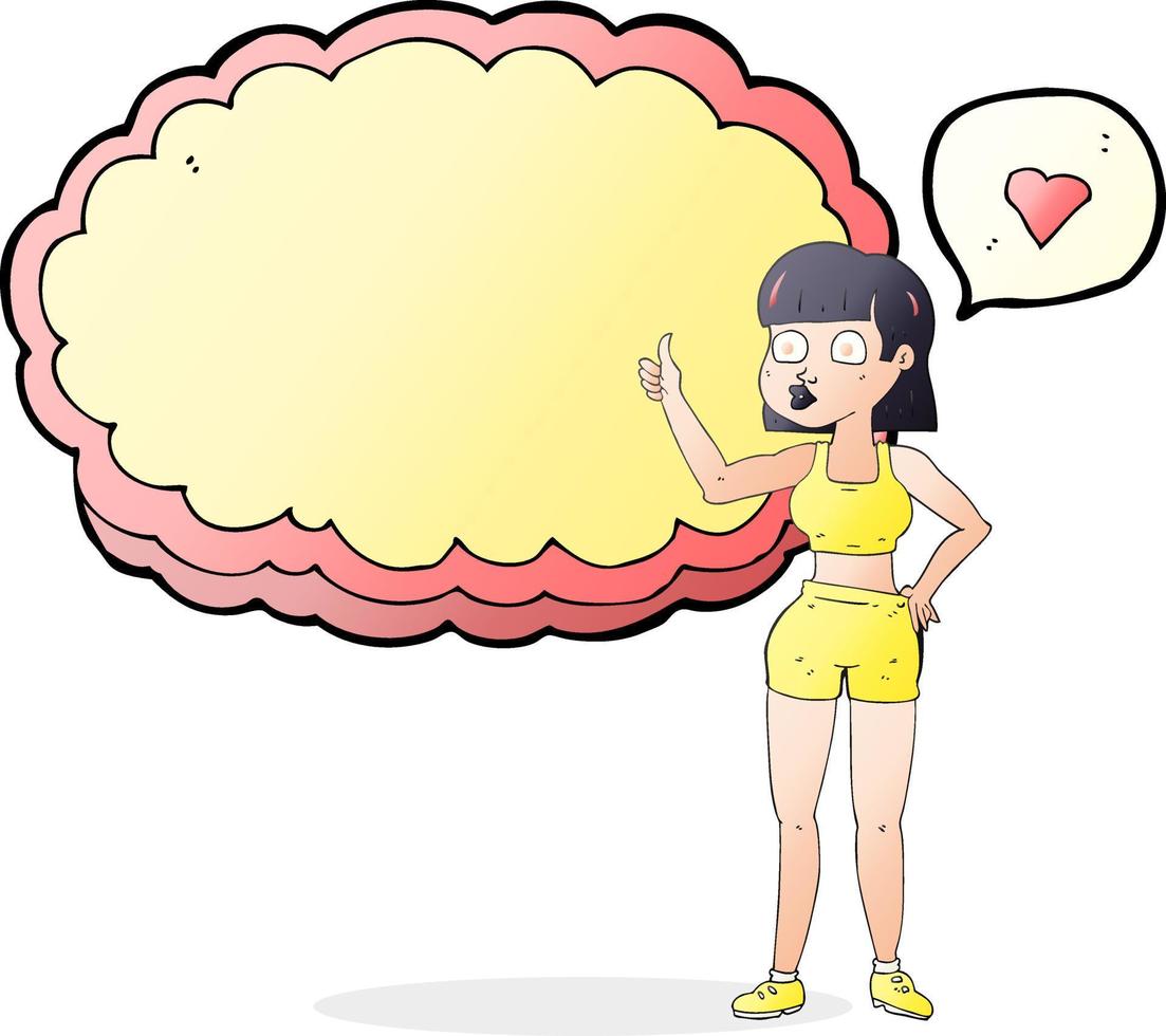 Discurso de burbuja dibujada a mano alzada cartoon gimnasio mujer vector