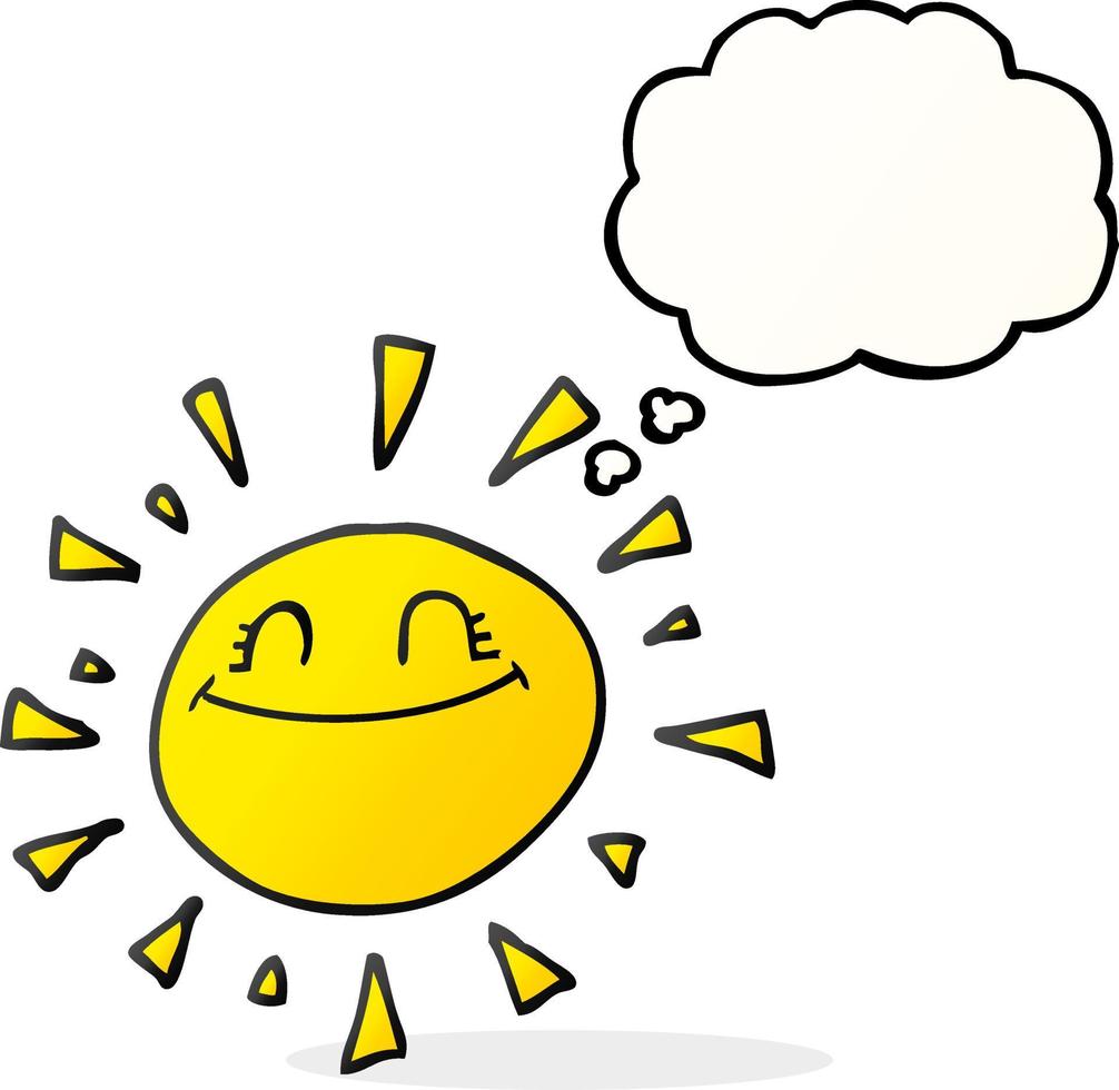 happy freehand drawn thought bubble cartoon sun vector