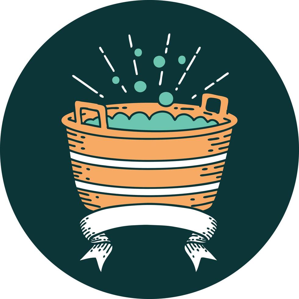 icon of a tattoo style tin bath vector
