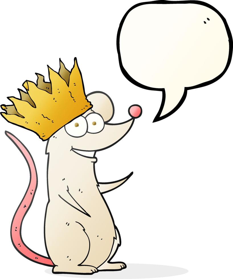 freehand drawn speech bubble cartoon mouse wearing crown vector