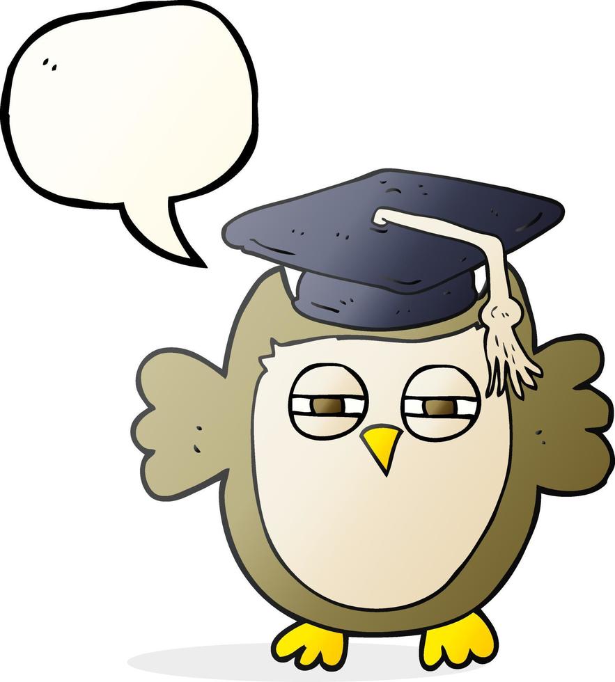 freehand drawn speech bubble cartoon clever owl vector