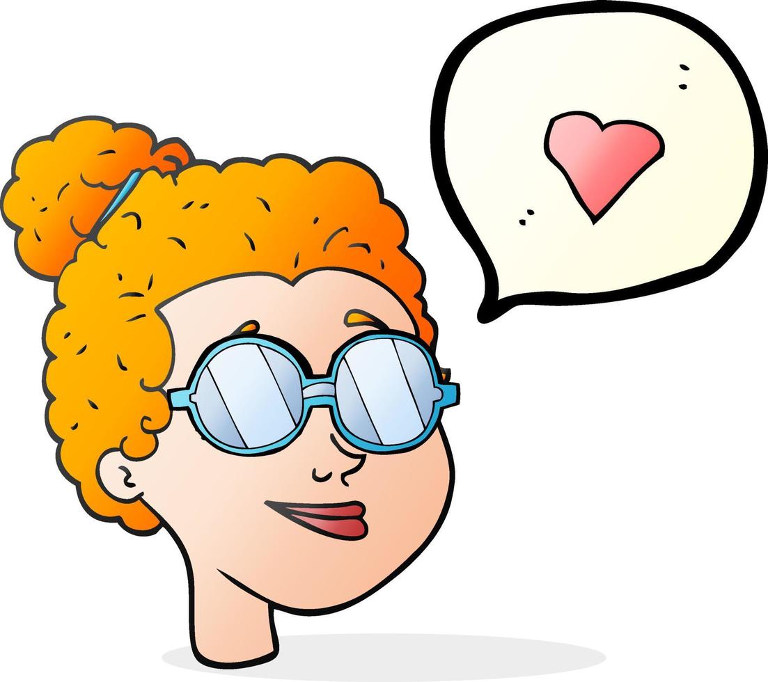 freehand drawn speech bubble cartoon woman wearing glasses vector