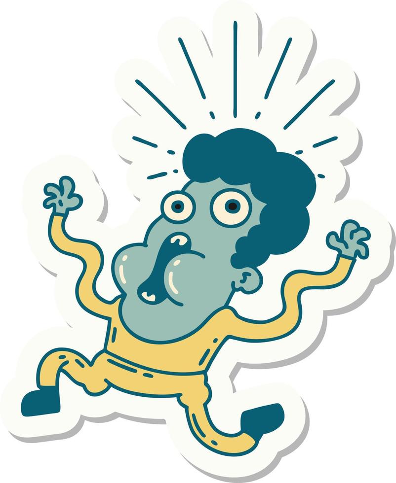 sticker of a tattoo style frightened man vector