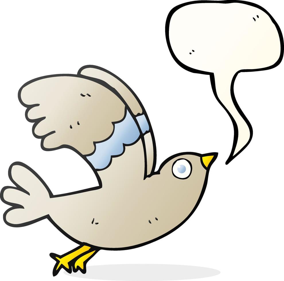 freehand drawn speech bubble cartoon bird vector