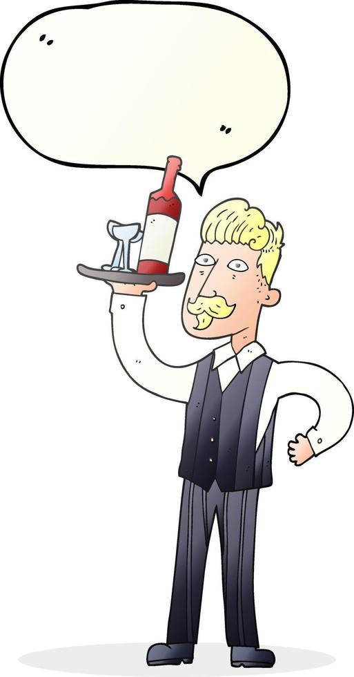 freehand drawn speech bubble cartoon waiter vector