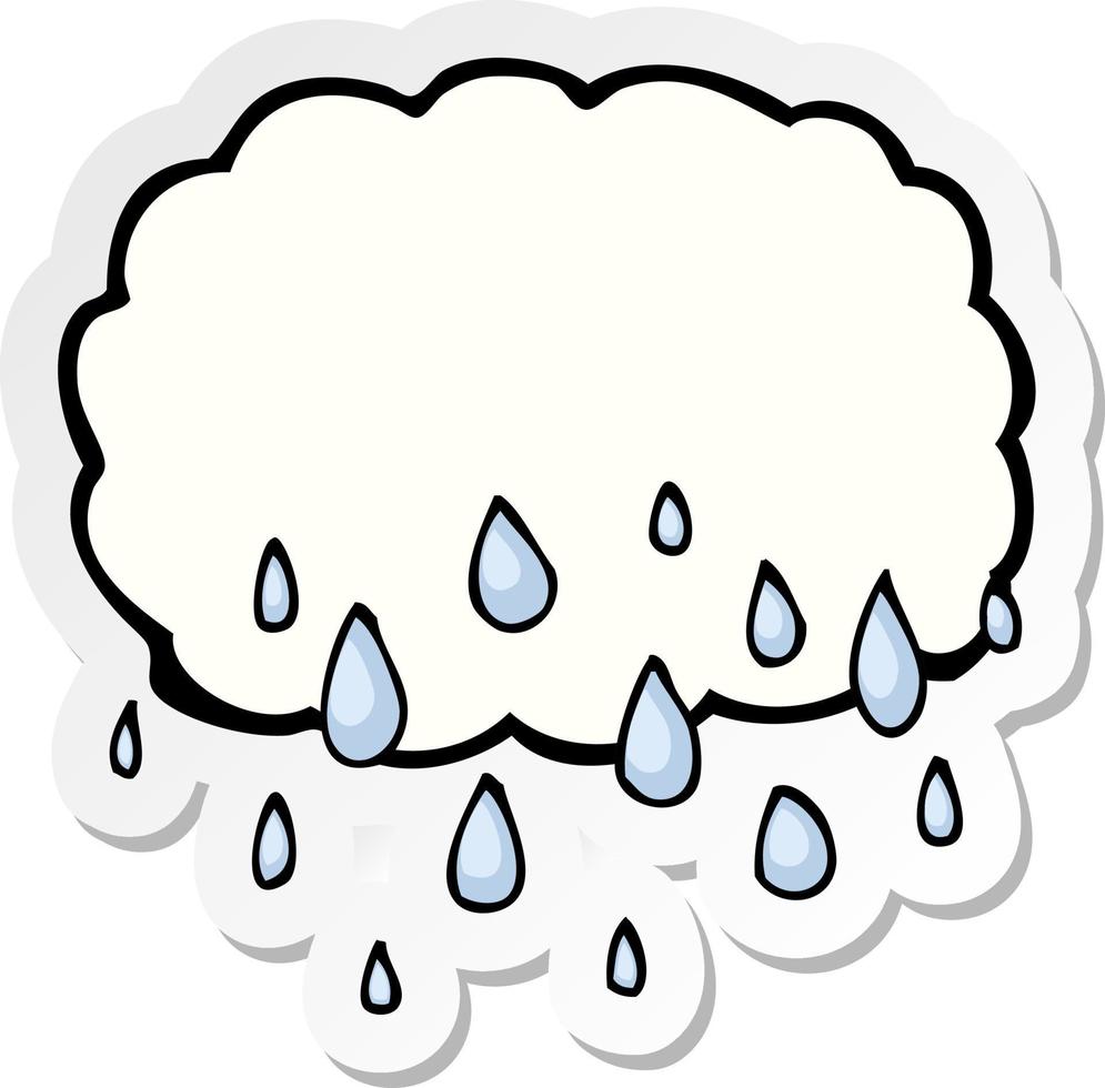 sticker of a rain cloud cartoon vector