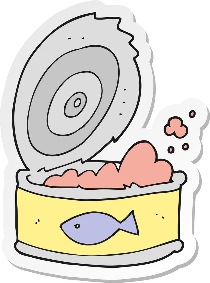 sticker of a cartoon can of tuna vector