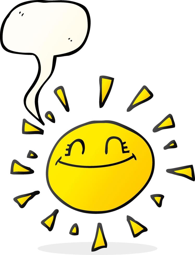 happy freehand drawn speech bubble cartoon sun vector