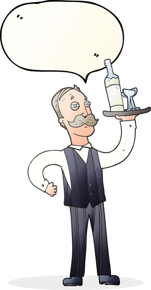 freehand drawn speech bubble cartoon waiter vector