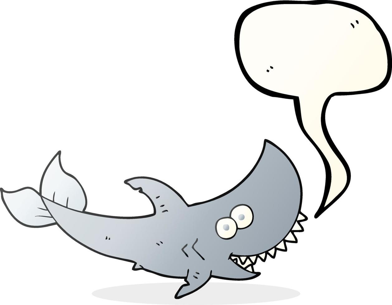 freehand drawn speech bubble cartoon shark vector