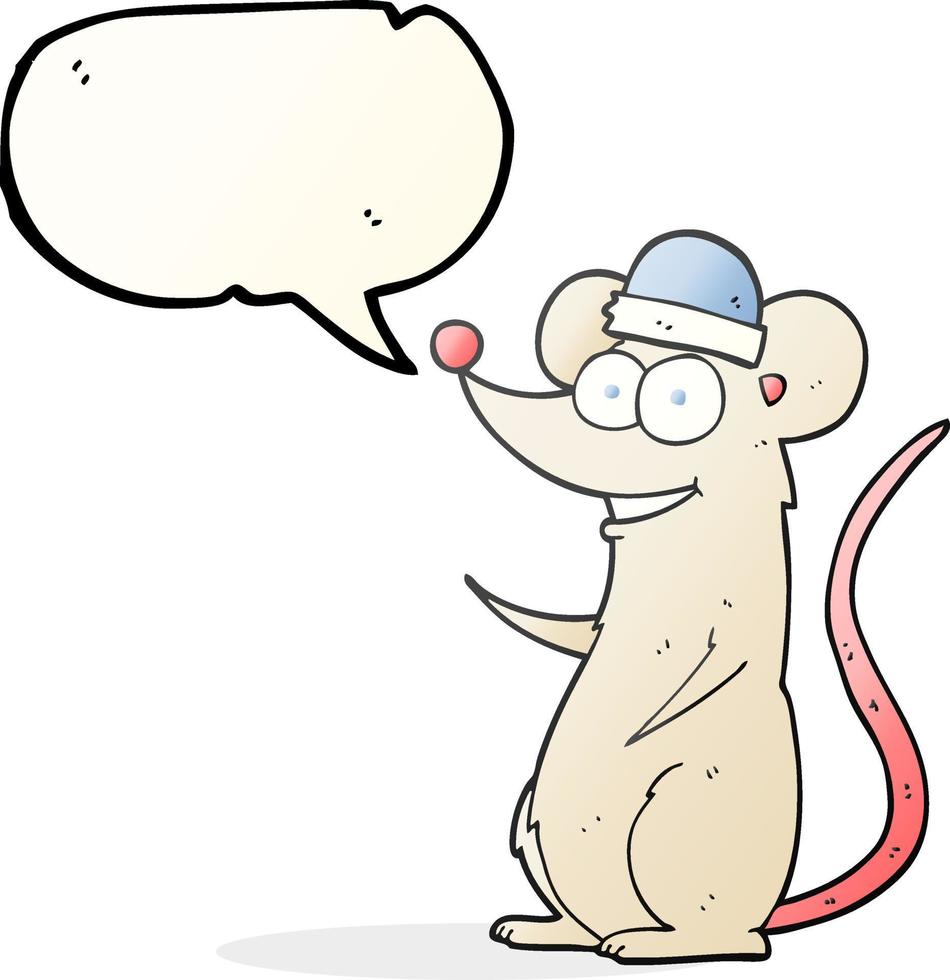 freehand drawn speech bubble cartoon happy mouse vector
