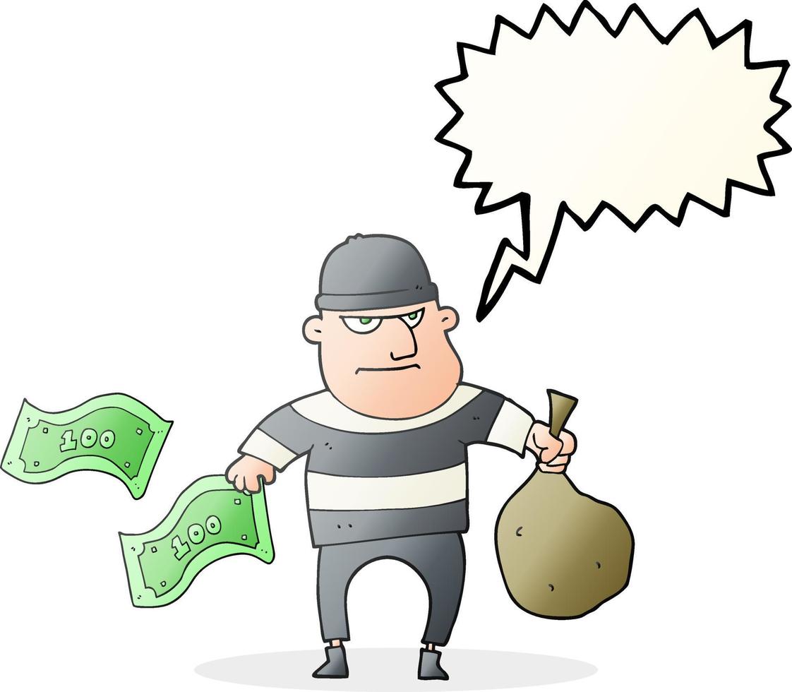 freehand drawn speech bubble cartoon bank robber vector