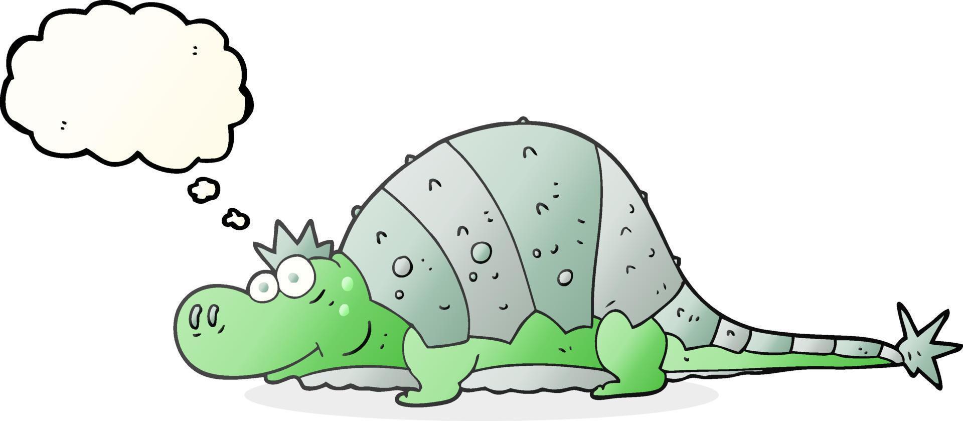 freehand drawn thought bubble cartoon dinosaur vector