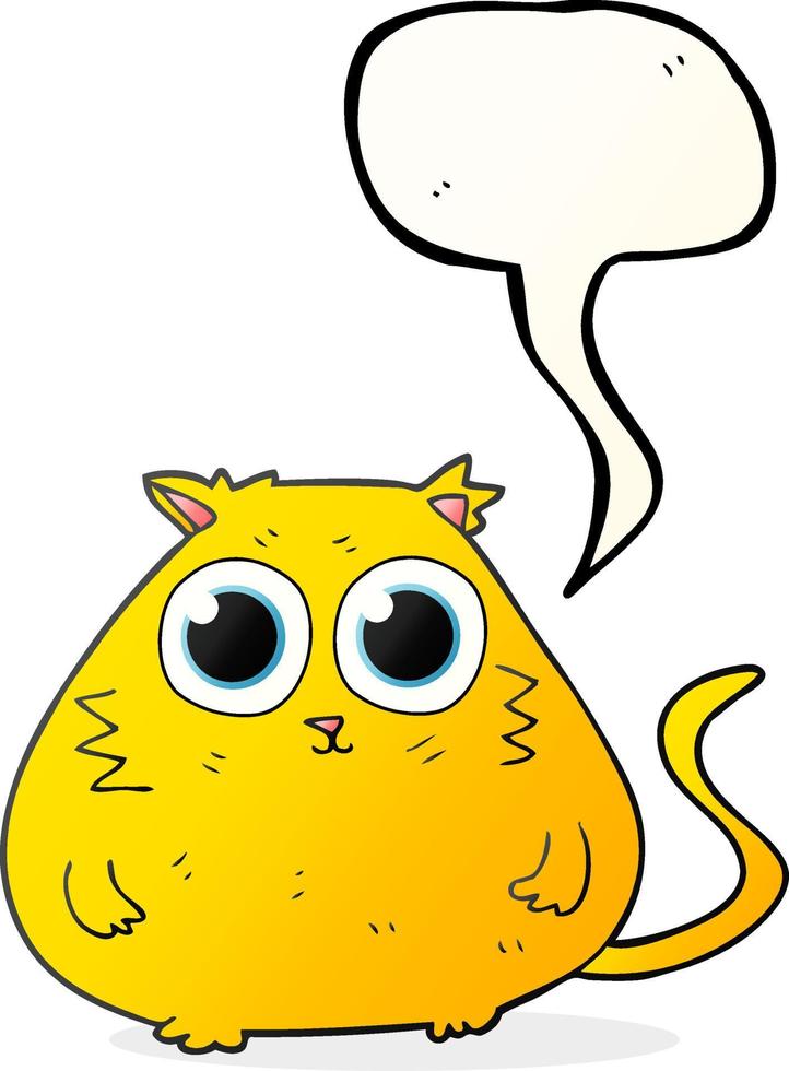 freehand drawn speech bubble cartoon cat with big pretty eyes vector