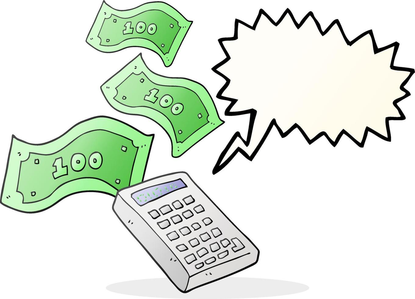 freehand drawn speech bubble cartoon calculator counting money vector