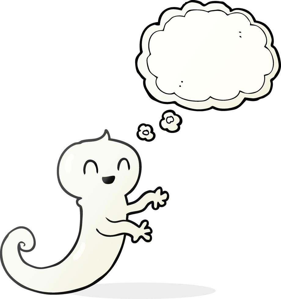 freehand drawn thought bubble cartoon ghost vector