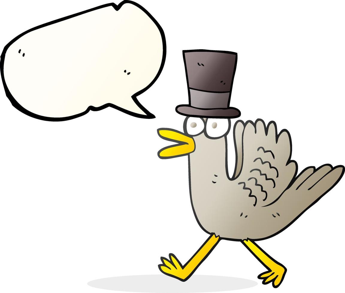 freehand drawn speech bubble cartoon duck in top hat vector