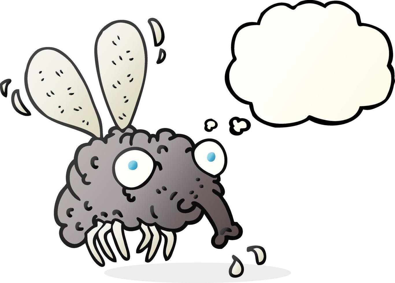 freehand drawn thought bubble cartoon fly vector