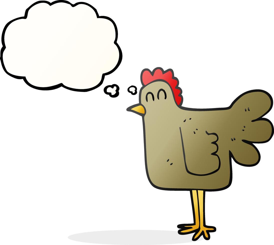 freehand drawn thought bubble cartoon chicken vector