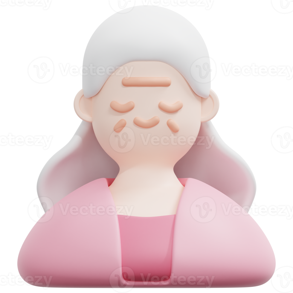 elderly 3d render icon illustration png