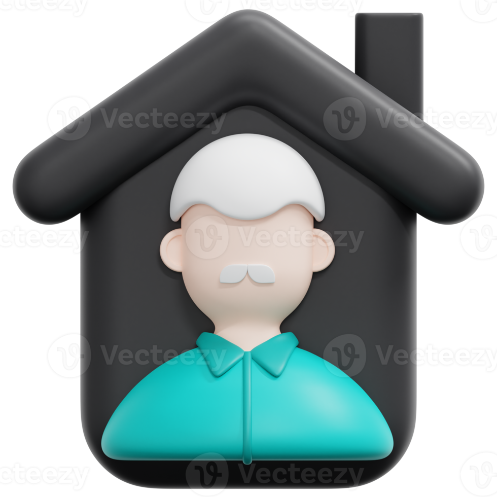 elderly home 3d render icon illustration png