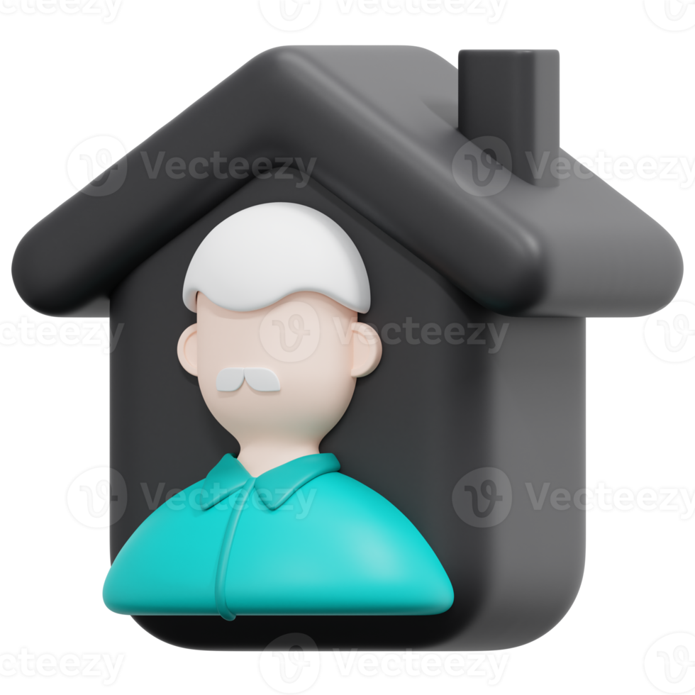 elderly home 3d render icon illustration png