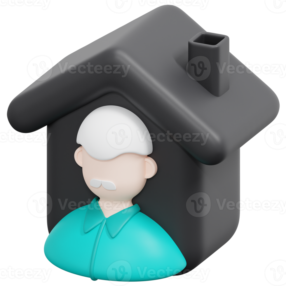 elderly home 3d render icon illustration png