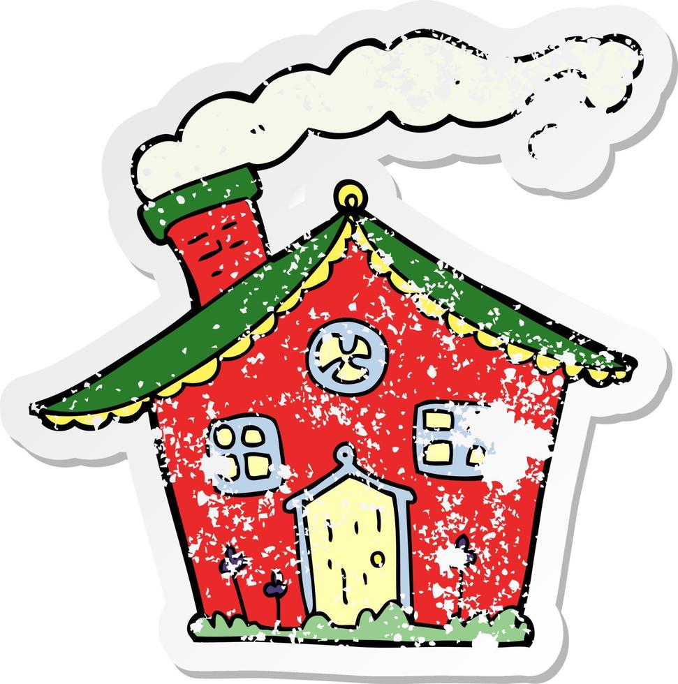 distressed sticker of a cartoon house vector