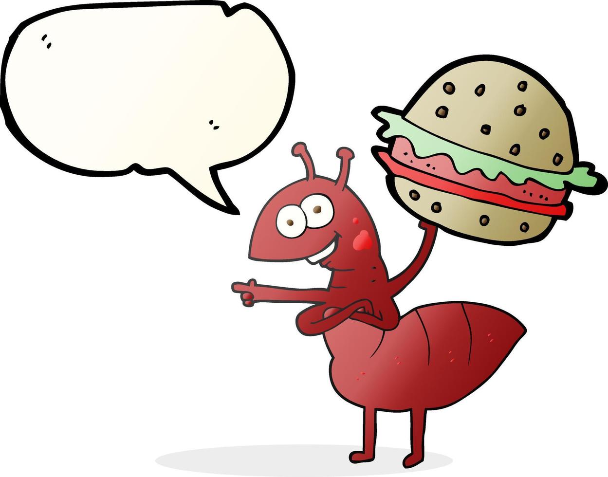 freehand drawn speech bubble cartoon ant carrying food vector