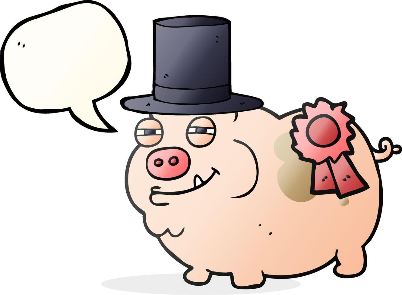 freehand drawn speech bubble cartoon prize winning pig vector
