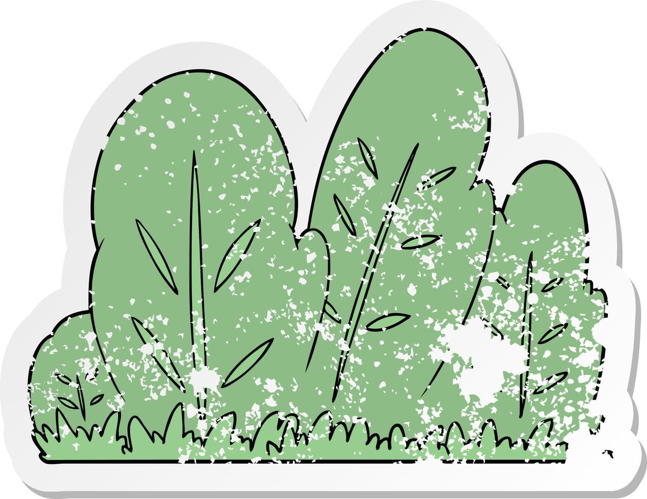 distressed sticker of a cartoon hedge vector