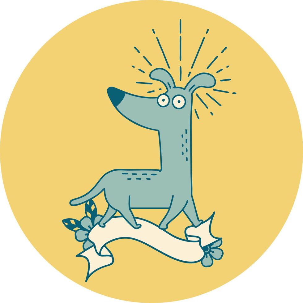 icon of a tattoo style surprised dog vector