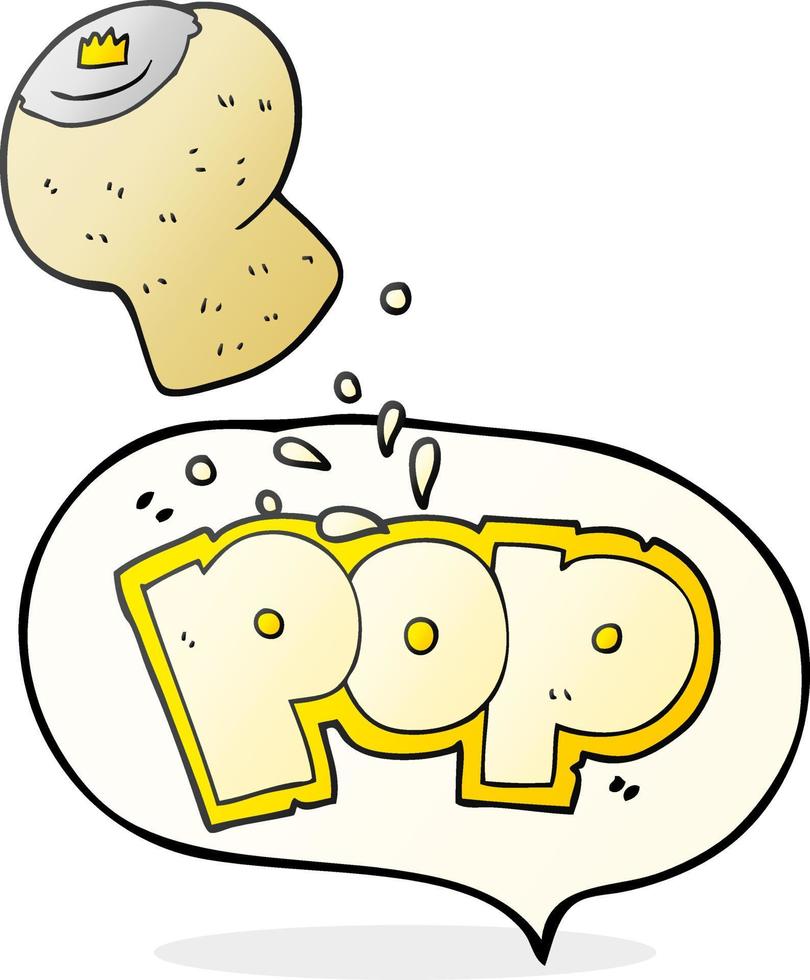 freehand drawn speech bubble cartoon champagne cork popping vector