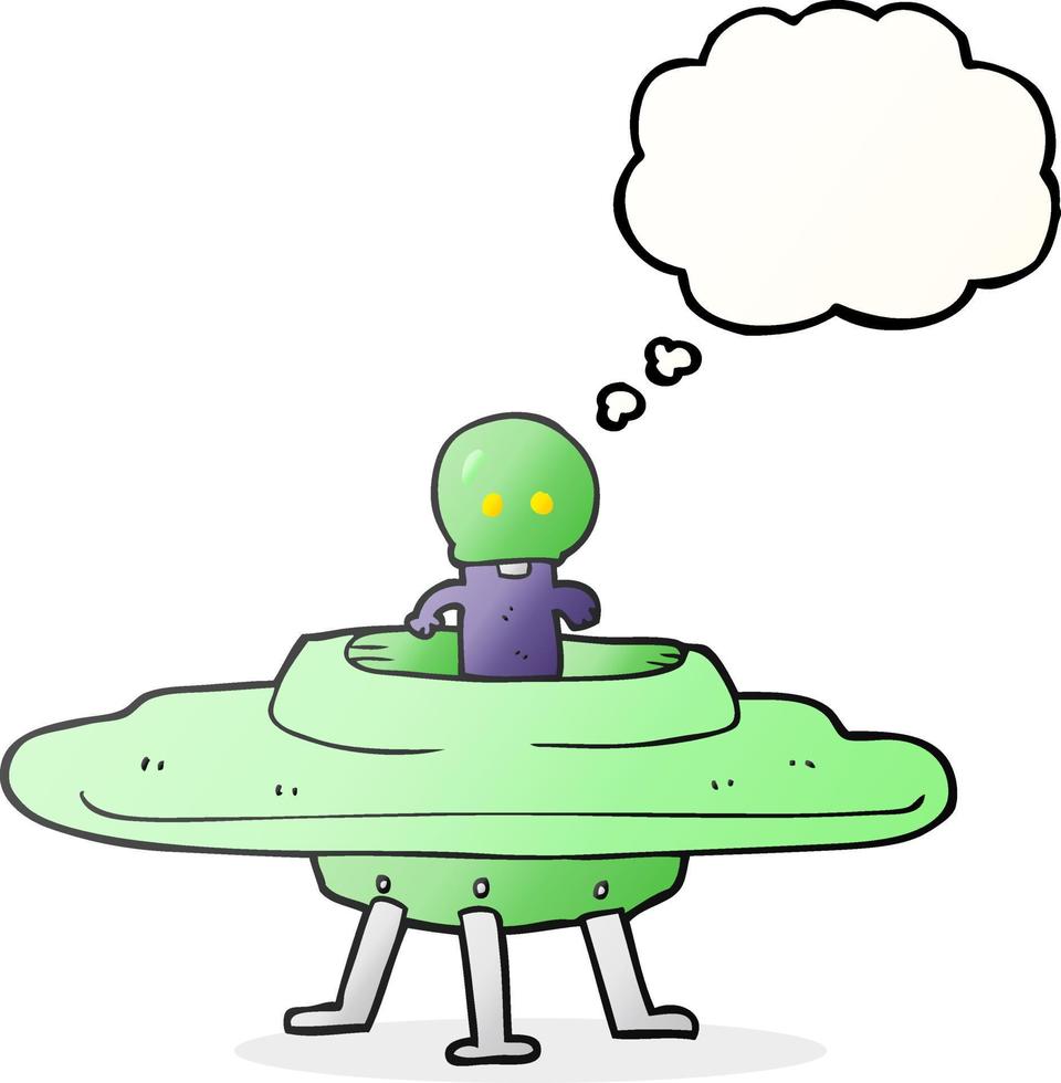 freehand drawn thought bubble cartoon flying saucer vector