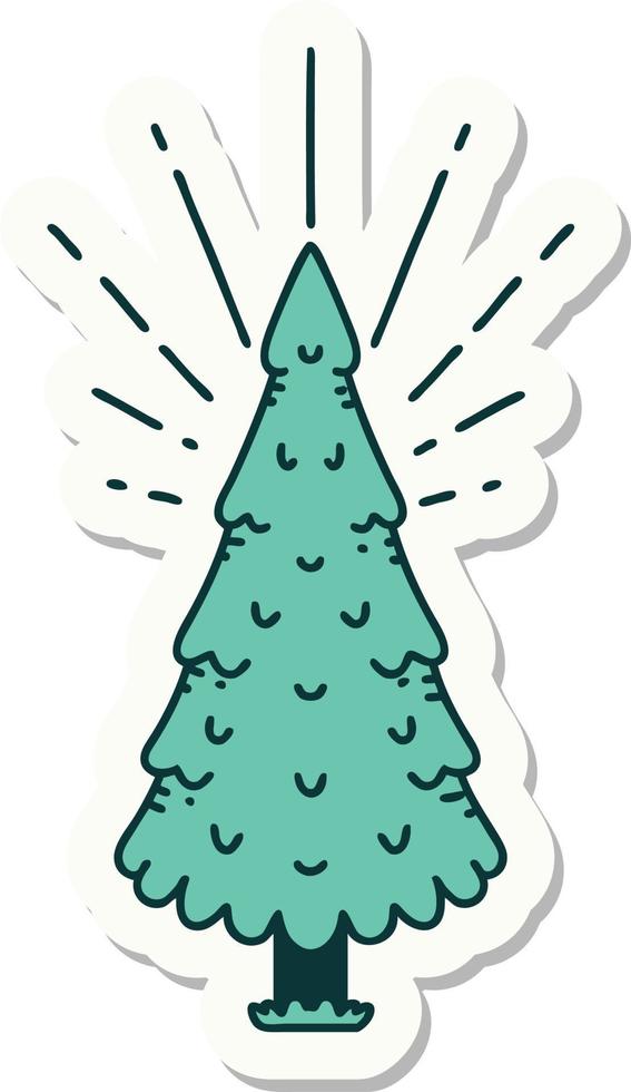 sticker of a tattoo style pine tree vector