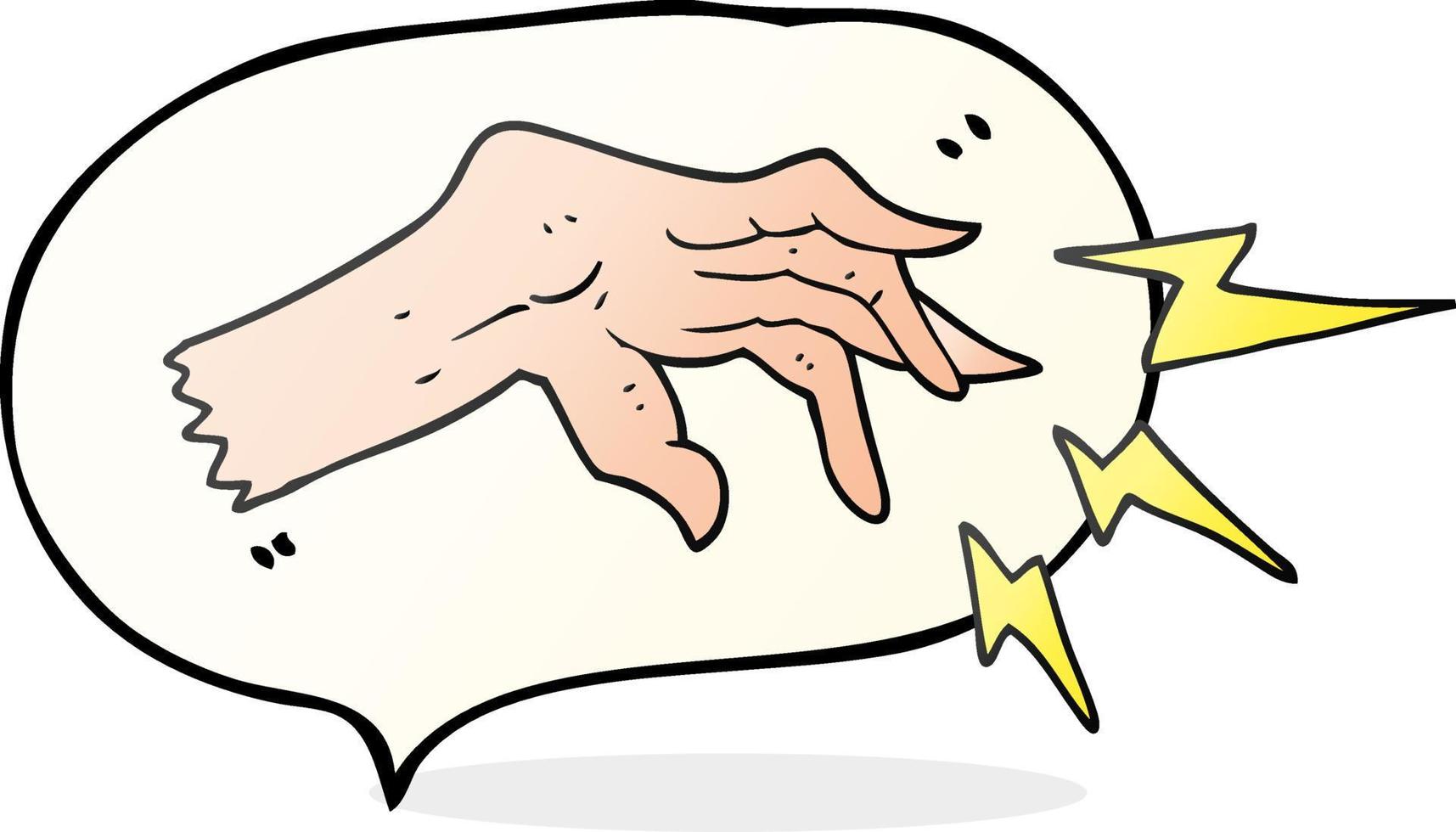 freehand drawn speech bubble cartoon hand casting spell vector