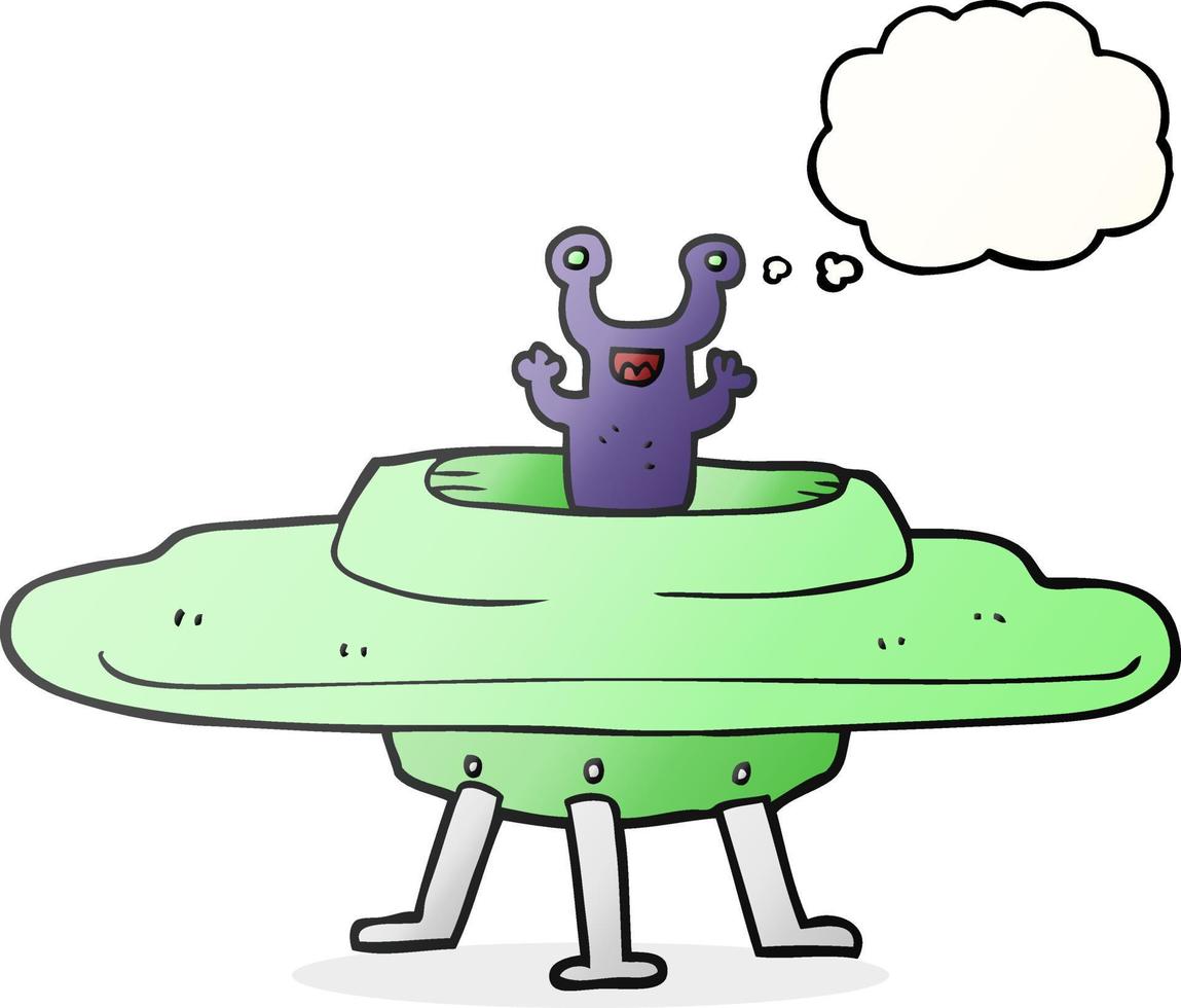 freehand drawn thought bubble cartoon flying saucer vector