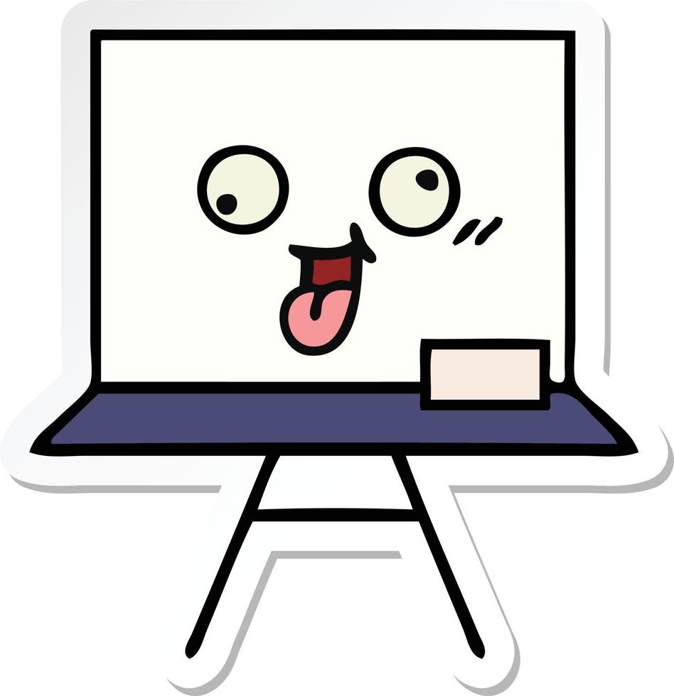sticker of a cute cartoon white board vector