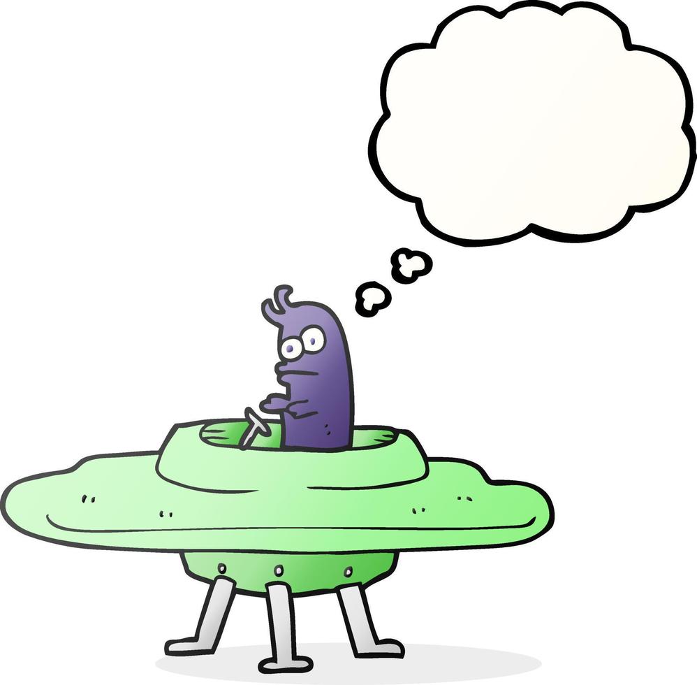 freehand drawn thought bubble cartoon flying saucer vector