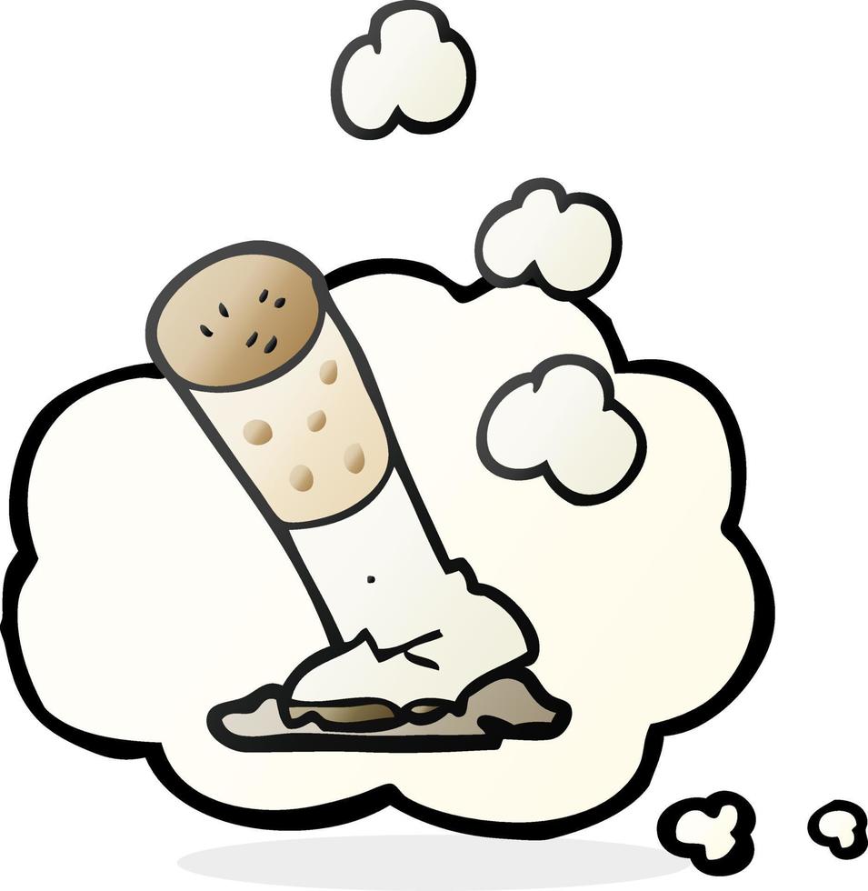 freehand drawn thought bubble cartoon cigarette vector
