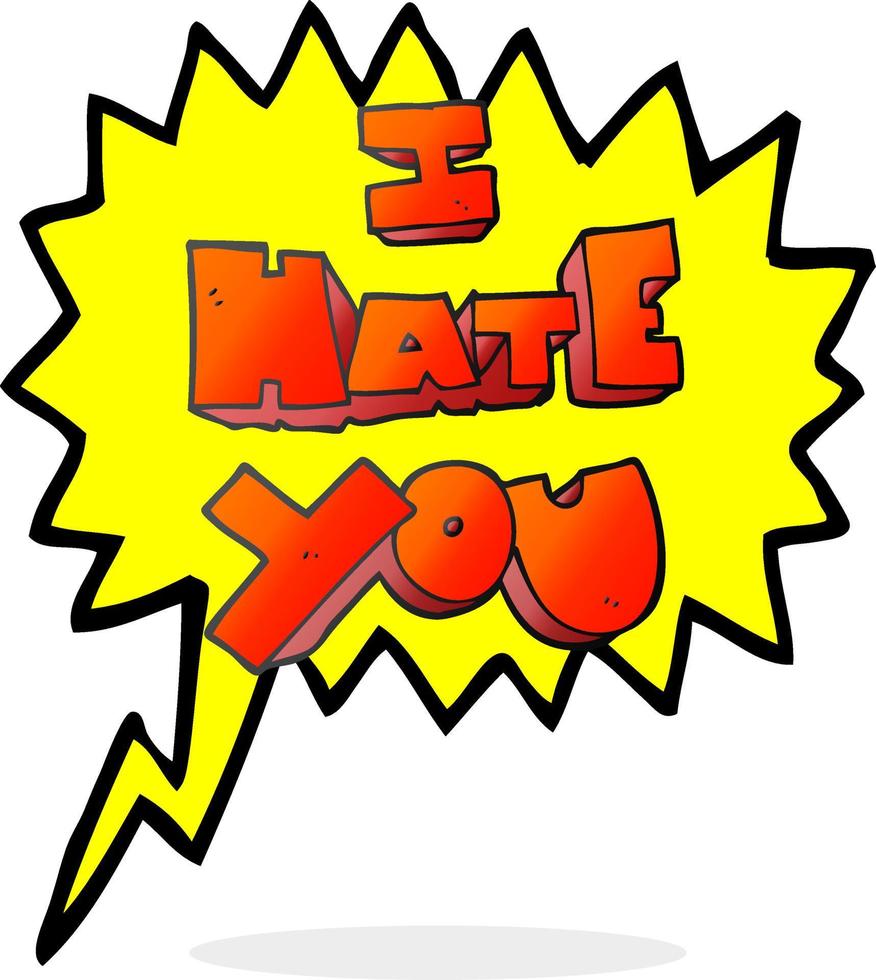 I hate you freehand drawn speech bubble cartoon symbol vector